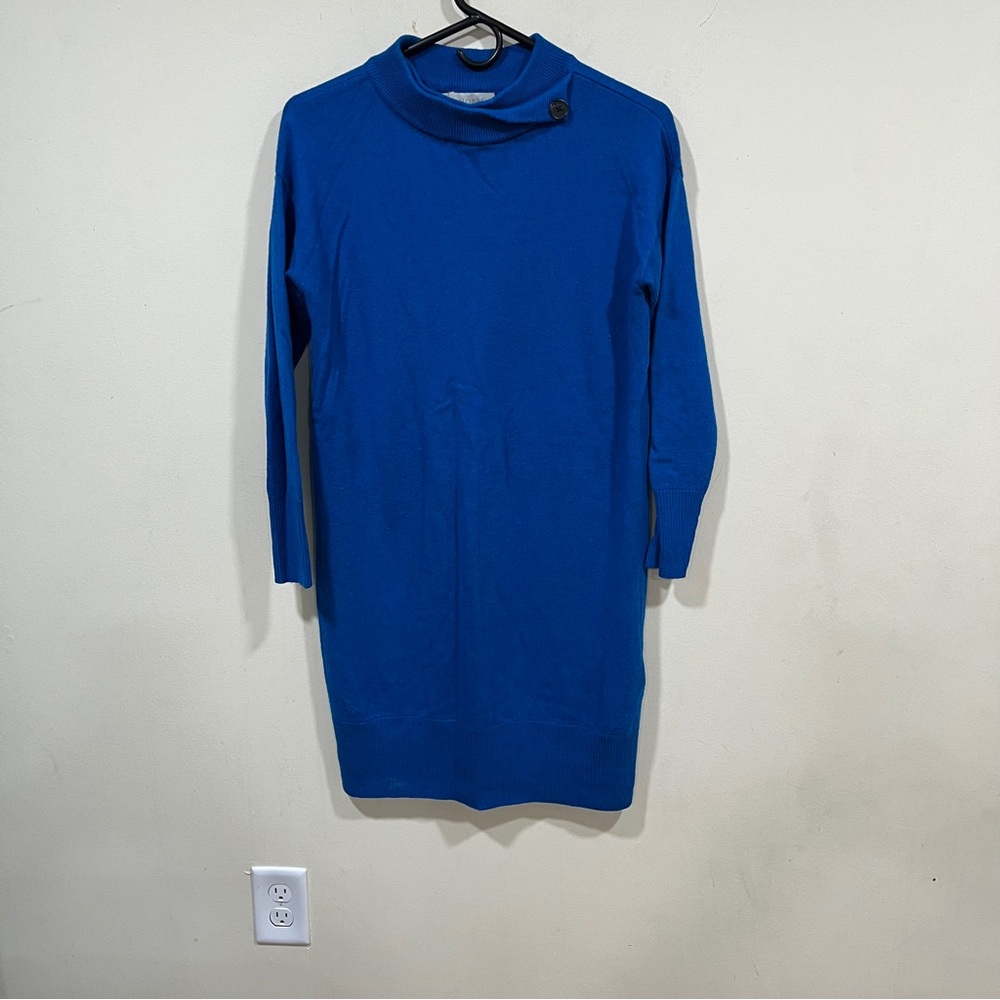 HOBBS London CASHMERE LONG SLEEVE COWL NECK DRESS Color: Sapphire XS
